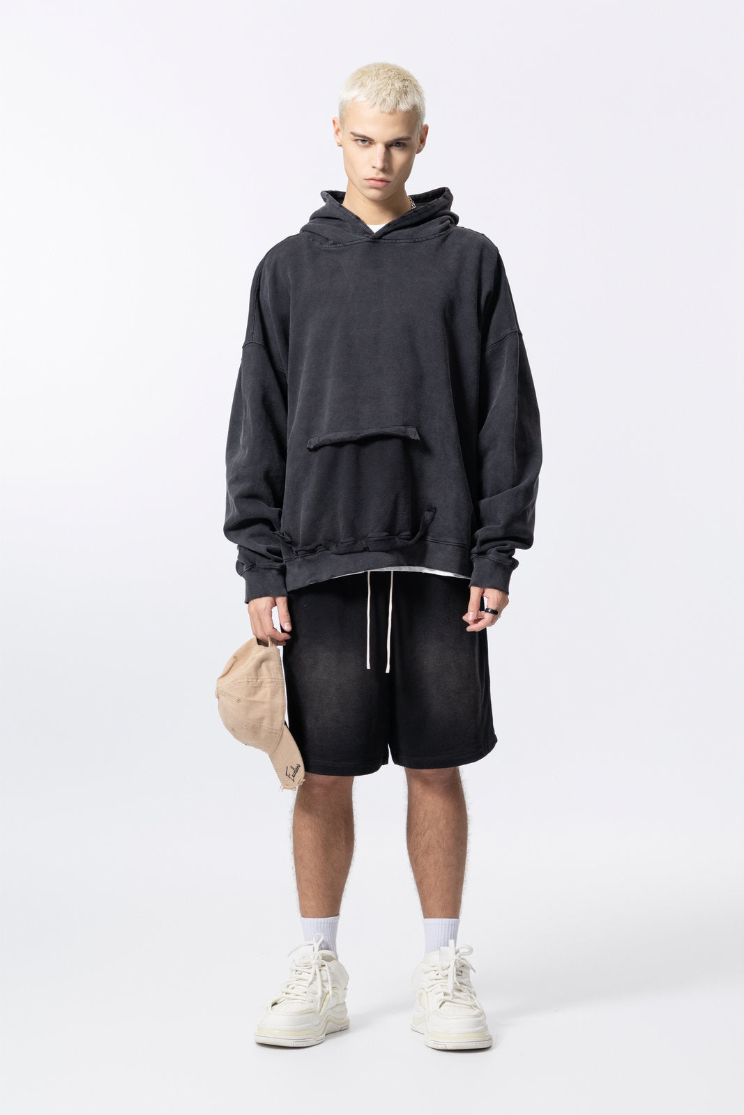 Washed Vintage Distressed Hoodie for women and men AFXWY003