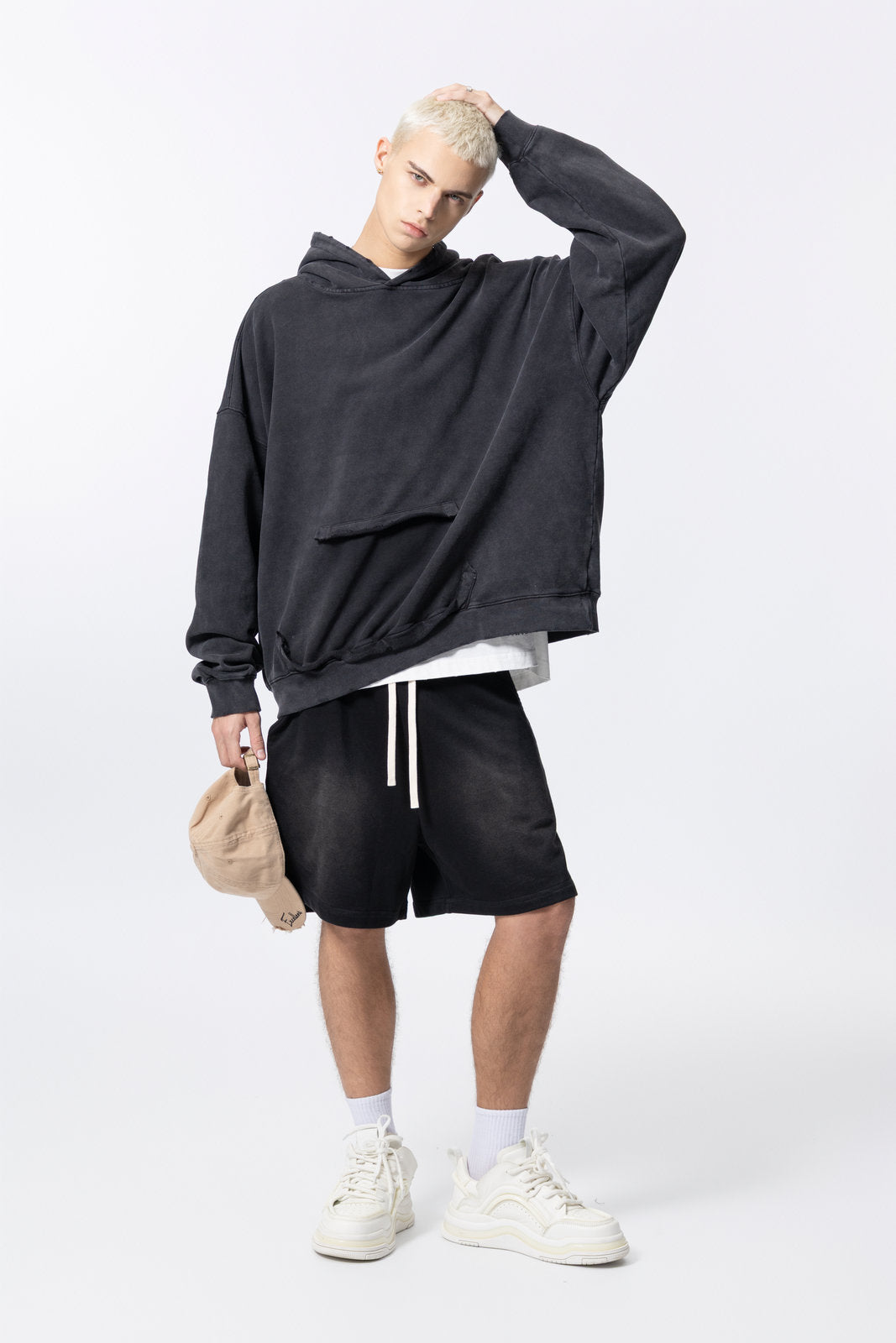 Washed Vintage Distressed Hoodie for women and men AFXWY003