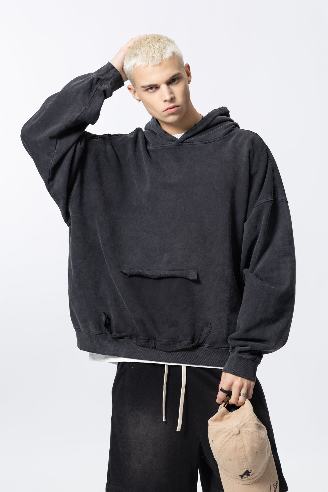 Washed Vintage Distressed Hoodie for women and men AFXWY003