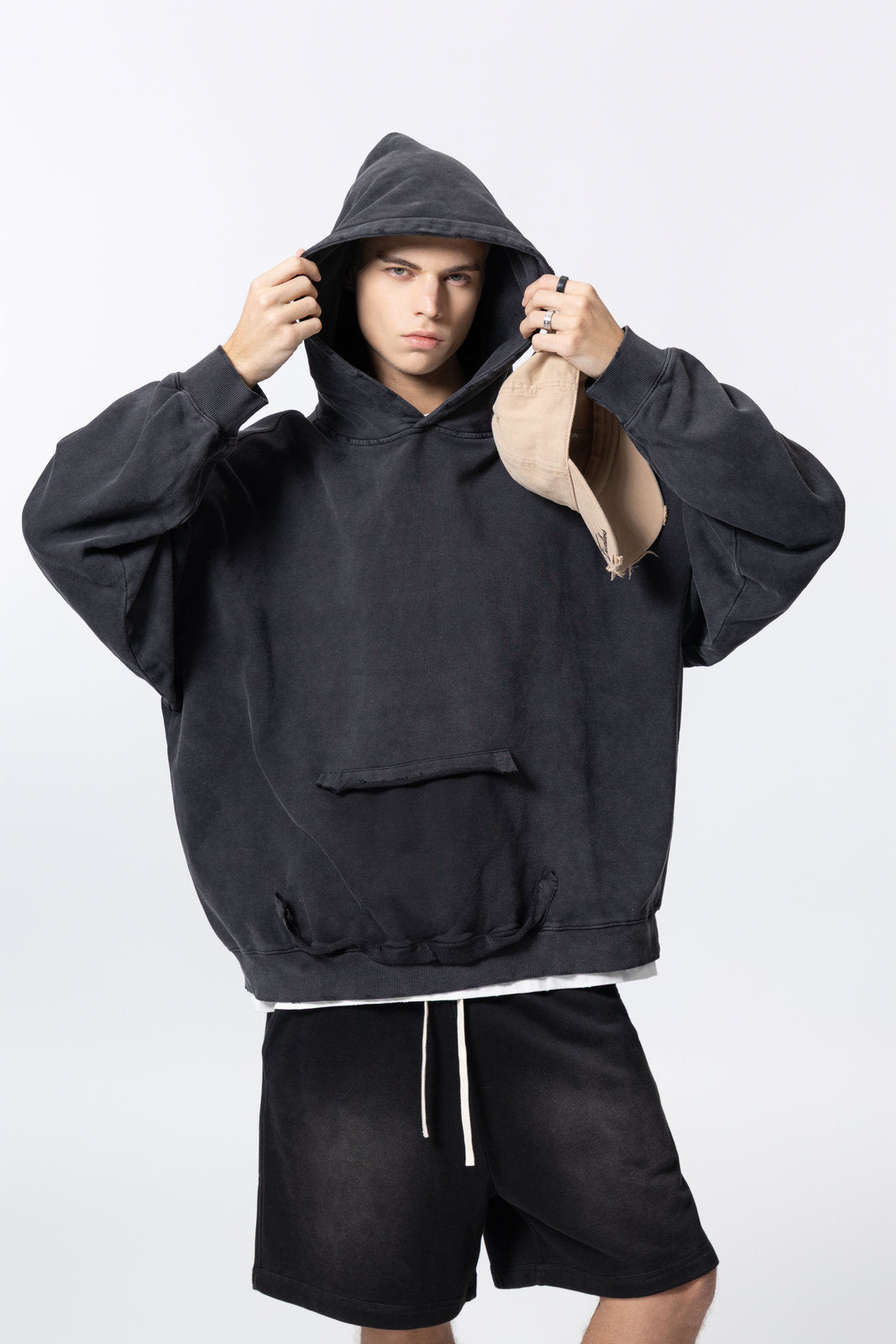 Washed Vintage Distressed Hoodie for women and men AFXWY003