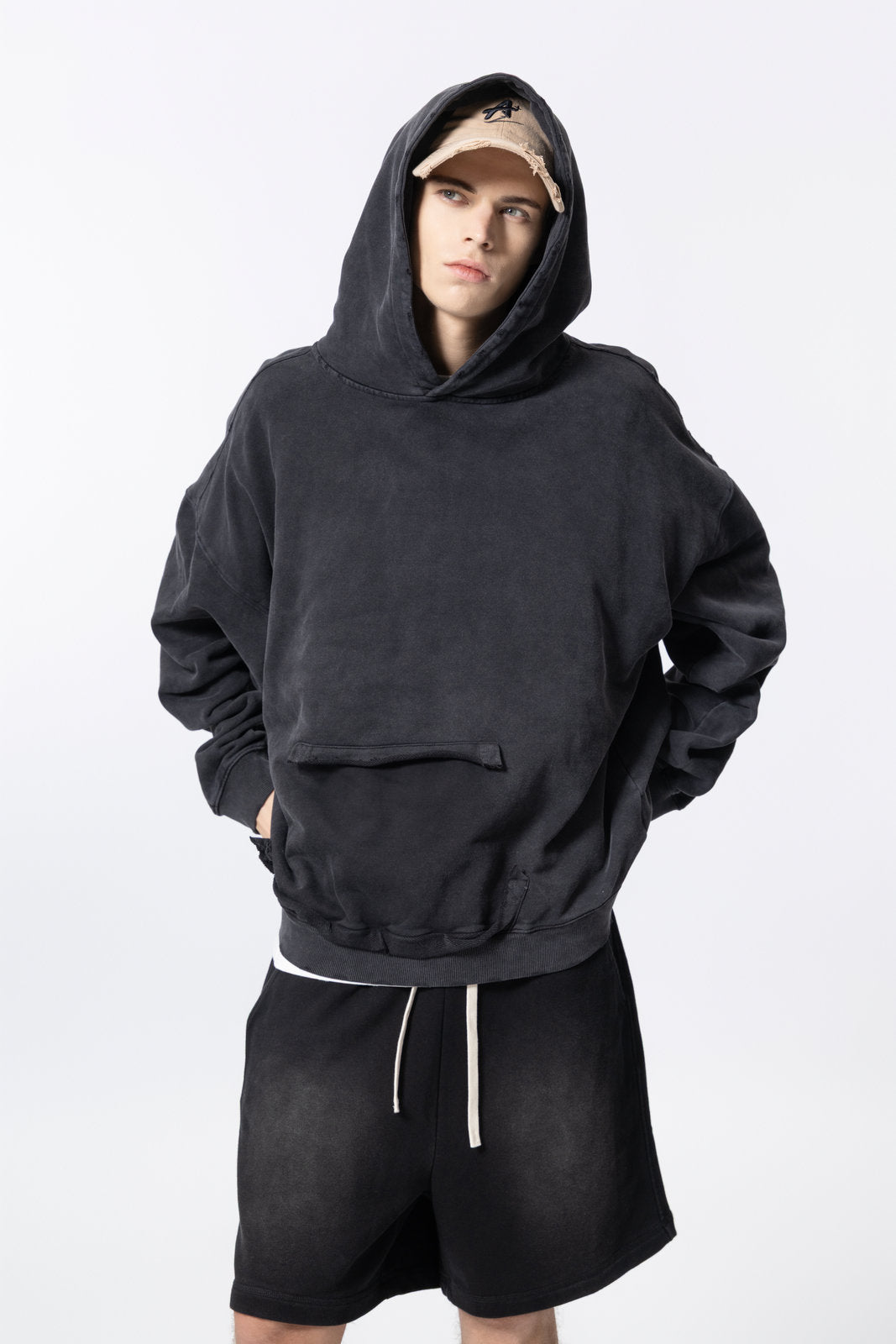 Washed Vintage Distressed Hoodie for women and men AFXWY003