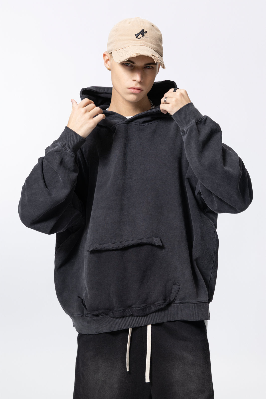 Washed Vintage Distressed Hoodie for women and men AFXWY003