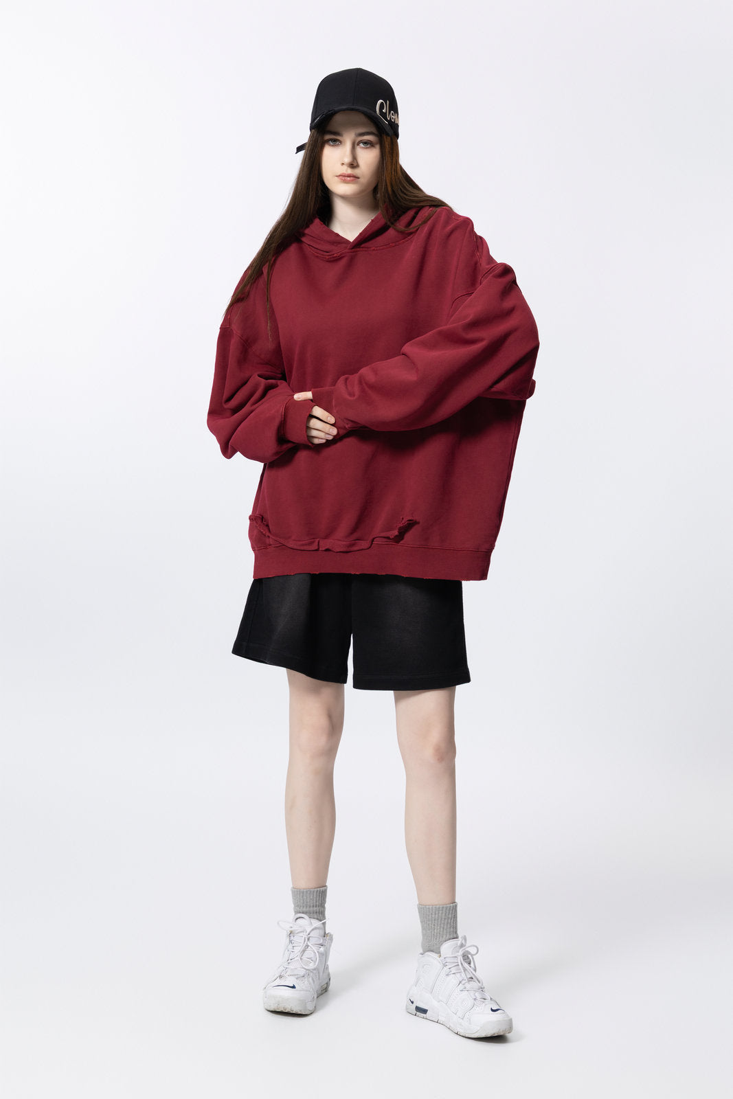 Washed Vintage Distressed Hoodie for women and men AFXWY003