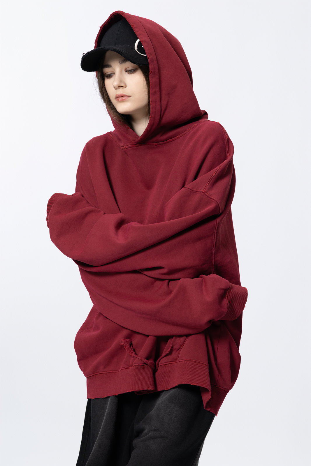 Washed Vintage Distressed Hoodie for women and men AFXWY003