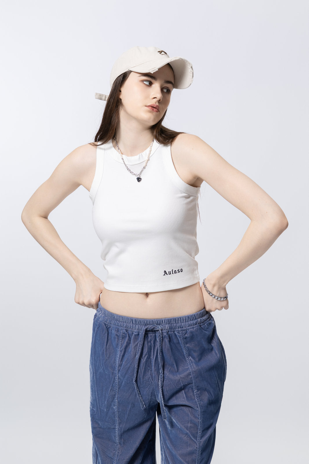 Washed vintage-style vest for women AFXBX002